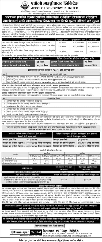 Everything you need to know about the Appolo Hydropower (APHPL) IPO in 2026. Check the opening dates for locals and migrant workers, project details, and our investment analysis.