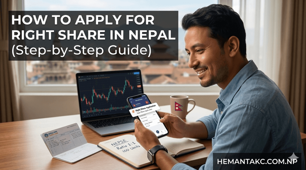 Follow this simple guide to apply for Right Shares through MeroShare. Includes tips on checking eligibility, CRN numbers, and bank verification.