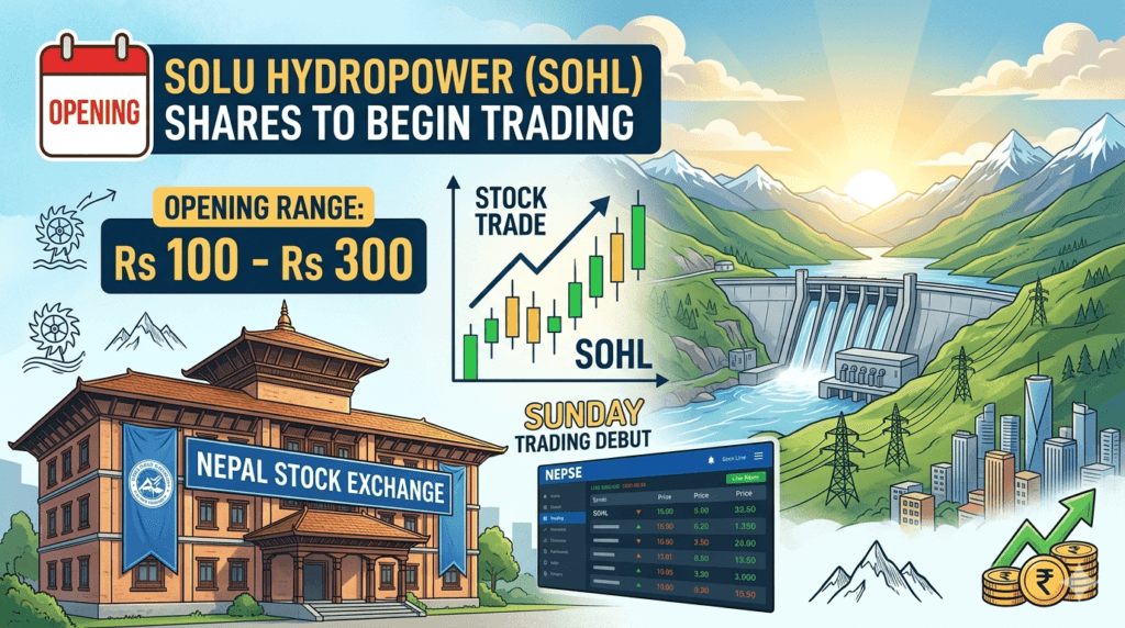 Solu Hydropower (SOHL) to Begin Trading Sunday; Opening Range Set Up to Rs 300