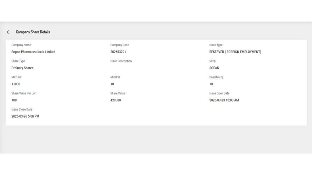 Sopan Pharmaceuticals IPO Opens Today for Nepalese Abroad